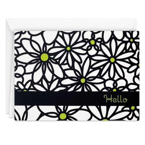 Image Arts Note Cards (Black and White Flower Outline), 4 Ct.
