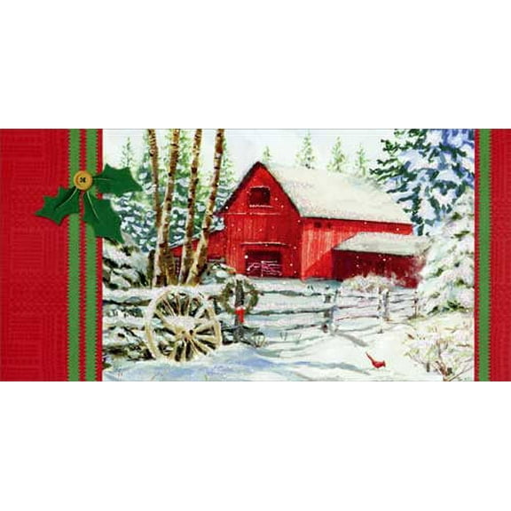 Image Arts Red Barn Christmas Card (1 card/1 envelope)