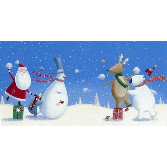 Image Arts Santa Snowball Toss Christmas Card (1 card/1 envelope)