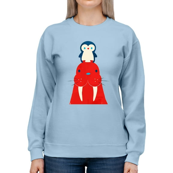 Image Conscious A Seal And A Penguin Sweatshirt Womens -Jay Fleck Designs, Female Casual Fit