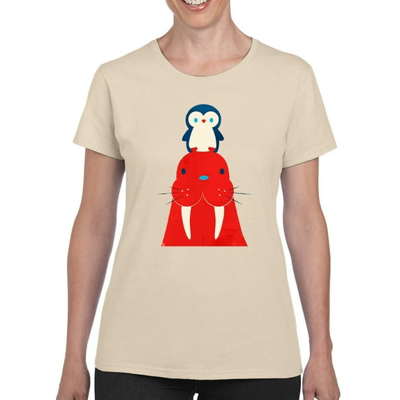 Image Conscious A Seal And A Penguin T-Shirt Womens -Jay Fleck Designs, Female Regular Fit