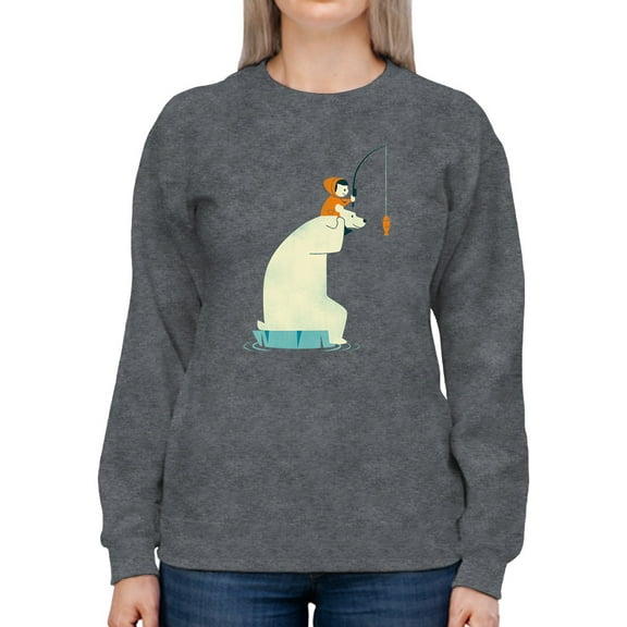 Image Conscious Bear And Man Fishing Sweatshirt Women -Jay Fleck Designs, Female 4X-Large