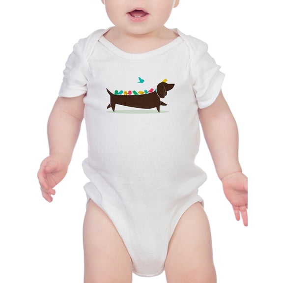 Image Conscious Birds On A Dachsund Bodysuit Infant -Jay Fleck Designs, Unisex Regular Fit