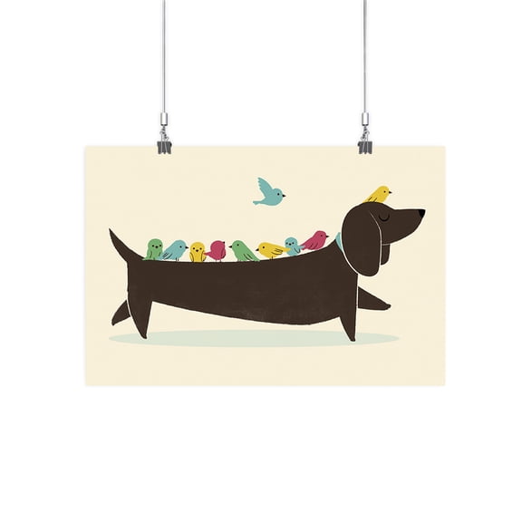 Image Conscious Birds On A Dachsund Poster - Jay Fleck Designs, Poster Print 17 x 25.5 in