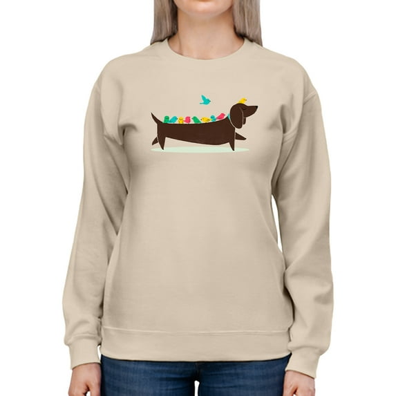 Image Conscious Birds On A Dachsund Sweatshirt Womens -Jay Fleck Designs, Female Casual Fit
