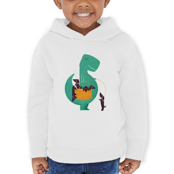 Image Conscious Dinosaur With Puppies Hoodie Toddler -Jay Fleck Designs, Unisex 2 Toddler