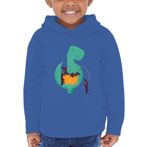 Image Conscious Dinosaur With Puppies Hoodie Toddler -Jay Fleck Designs, Unisex 5 Toddler
