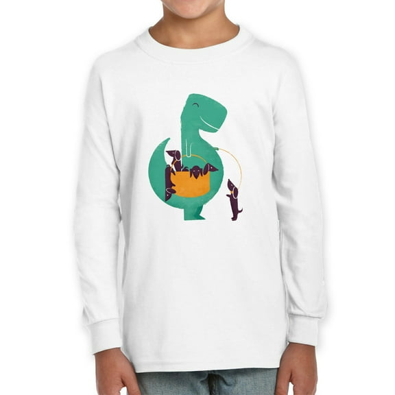 Image Conscious Dinosaur With Puppies Long Sleeve Toddler -Jay Fleck Designs, Unisex 4 Toddler