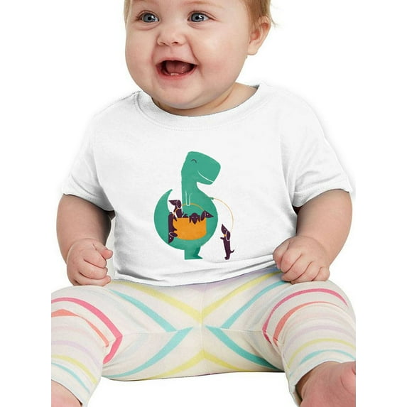 Image Conscious Dinosaur With Puppies T-Shirt Infant -Jay Fleck Designs, Unisex 18 Months
