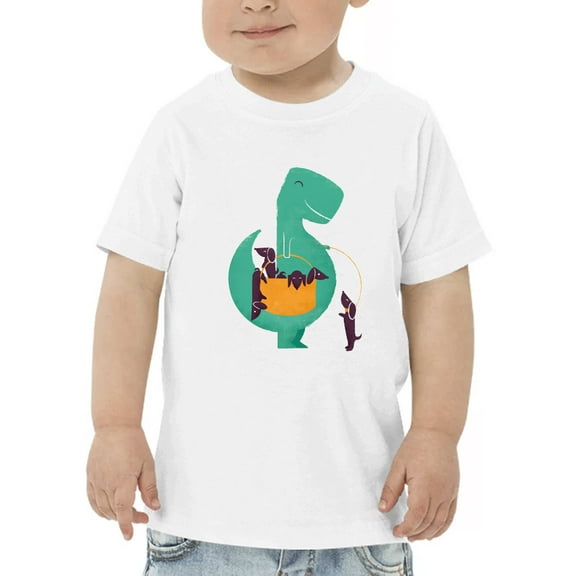 Image Conscious Dinosaur With Puppies T-Shirt Toddler -Jay Fleck Designs, Unisex 2 Toddler