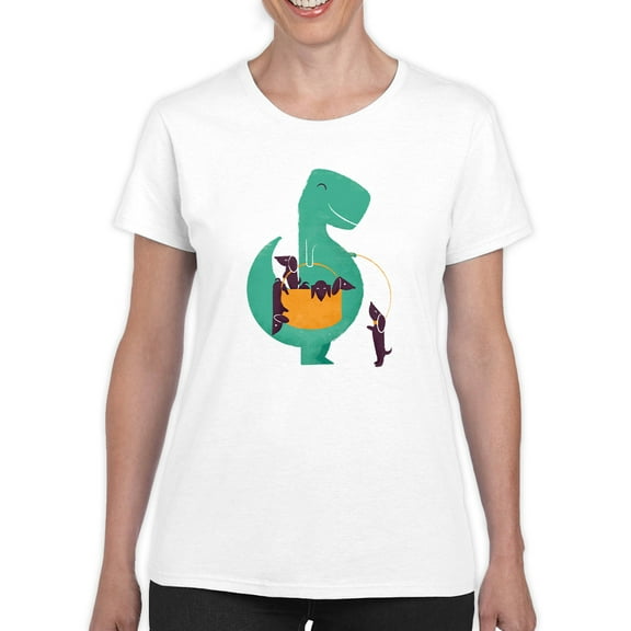 Image Conscious Dinosaur With Puppies T-Shirt Women -Jay Fleck Designs, Female 5X-Large