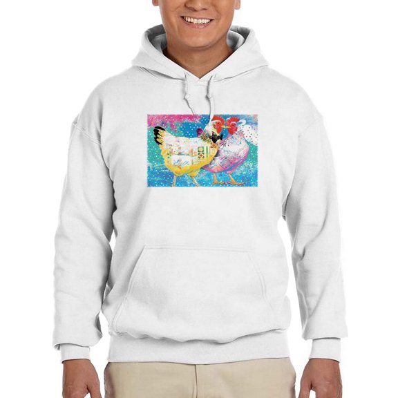 Image Conscious Elegant Chickens Hoodie Mens -Porter Hastings Designs, Male x-Large