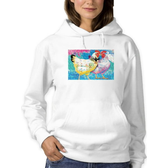 Image Conscious Elegant Chickens Hoodie Womens -Porter Hastings Designs, Female x-Large
