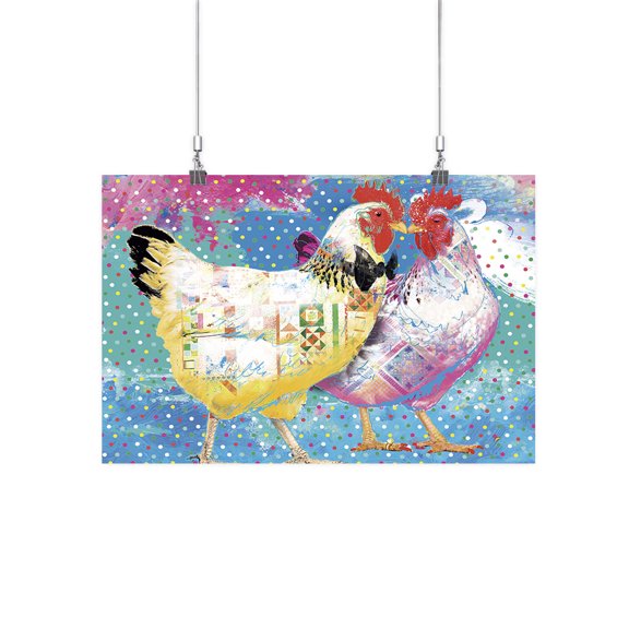 Image Conscious Elegant Chickens Poster - Porter Hastings Designs, Poster Print 17 x 25.5 in
