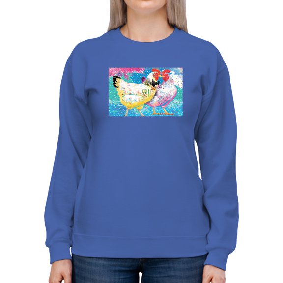Image Conscious Elegant Chickens Sweatshirt Womens -Porter Hastings Designs, Female XX-Large