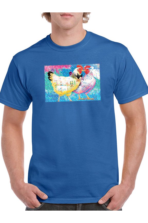 Elegant Chickens T-Shirt Mens -Porter Hastings Designs, Male 4X-Large