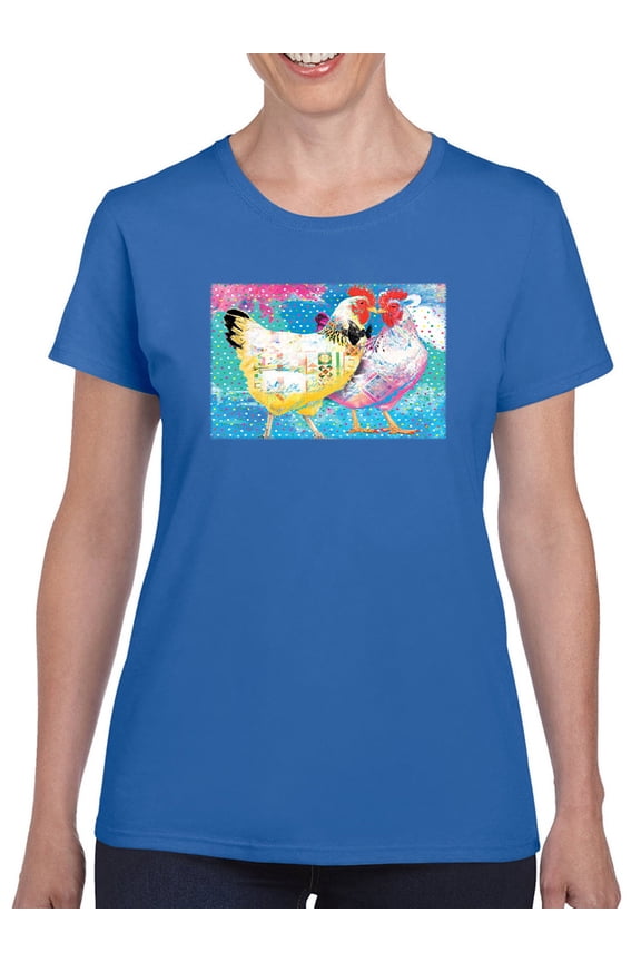Elegant Chickens T-Shirt Womens -Porter Hastings Designs, Female XX-Large