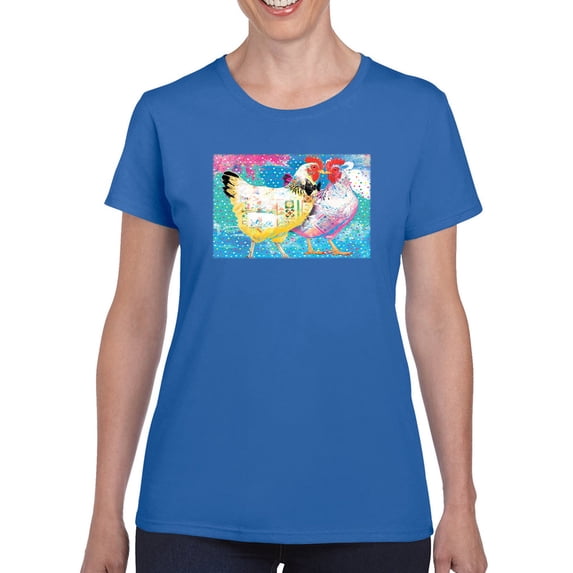 Image Conscious Elegant Chickens T-Shirt Womens -Porter Hastings Designs, Female x-Large