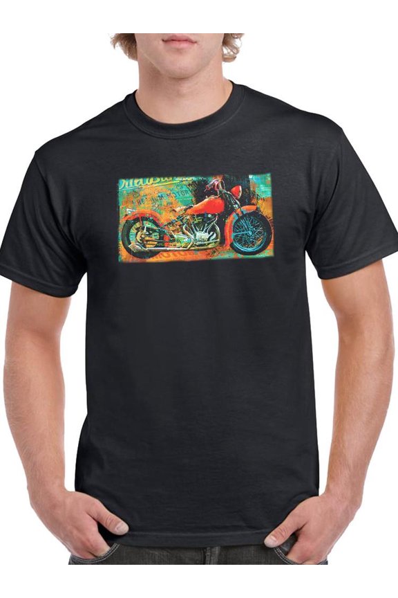 Elegant Motorcycle T-Shirt Mens -Porter Hastings Designs, Male Regular Fit