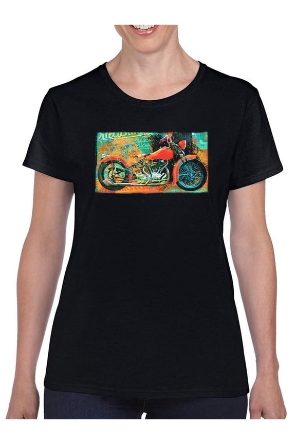 Elegant Motorcycle T-Shirt Womens -Porter Hastings Designs, Female Regular Fit