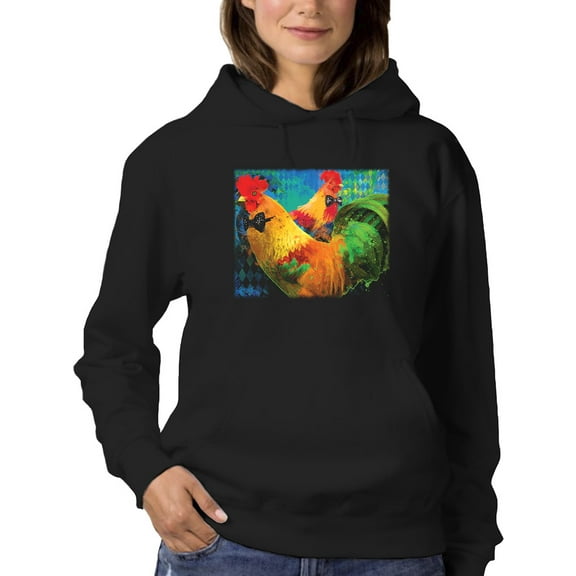Image Conscious Elegant Roosters Hoodie Womens -Porter Hastings Designs, Female XX-Large