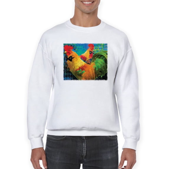 Image Conscious Elegant Roosters Sweatshirt Mens -Porter Hastings Designs, Male 4X-Large