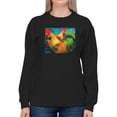 thumbnail image 1 of Image Conscious Elegant Roosters Sweatshirt Womens -Porter Hastings Designs, Female 3X-Large, 1 of 4
