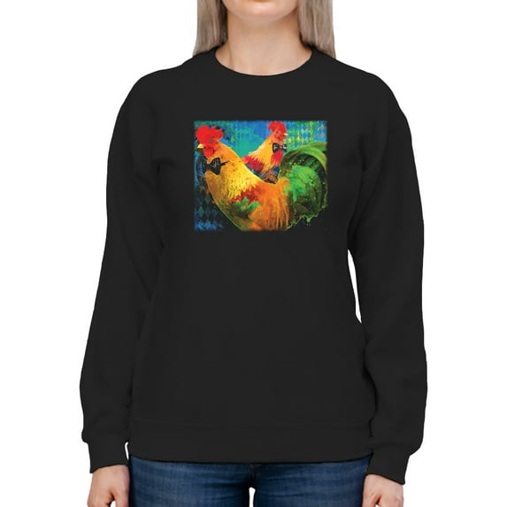 Image Conscious Elegant Roosters Sweatshirt Womens -Porter Hastings Designs, Female 3X-Large