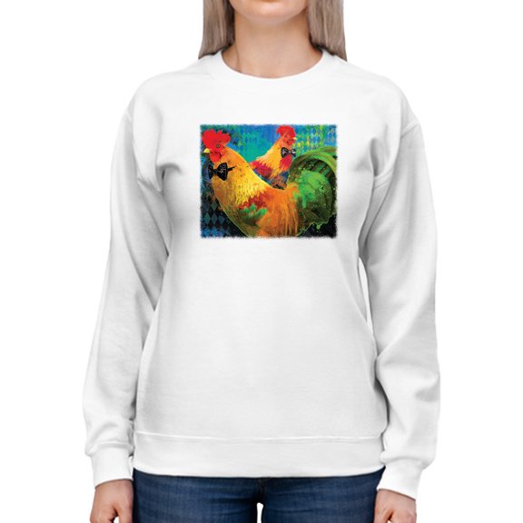 Image Conscious Elegant Roosters Sweatshirt Womens -Porter Hastings Designs, Female XX-Large