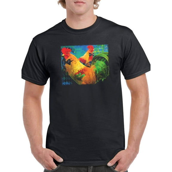 Image Conscious Elegant Roosters T-Shirt Mens -Porter Hastings Designs, Male 4X-Large