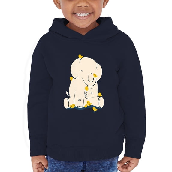 Image Conscious Elephant With Birds Hoodie Toddler -Jay Fleck Designs, Unisex 4 Toddler