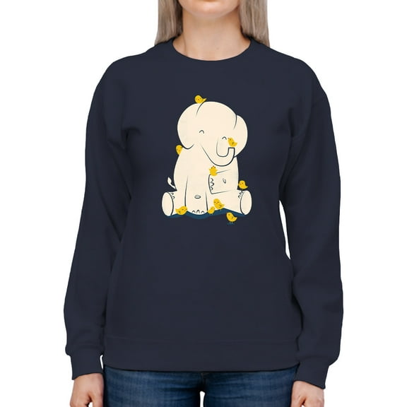 Image Conscious Elephant With Birds Sweatshirt Women -Jay Fleck Designs, Female 4X-Large