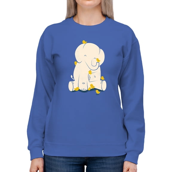 Image Conscious Elephant With Birds Sweatshirt Women -Jay Fleck Designs, Female 5X-Large