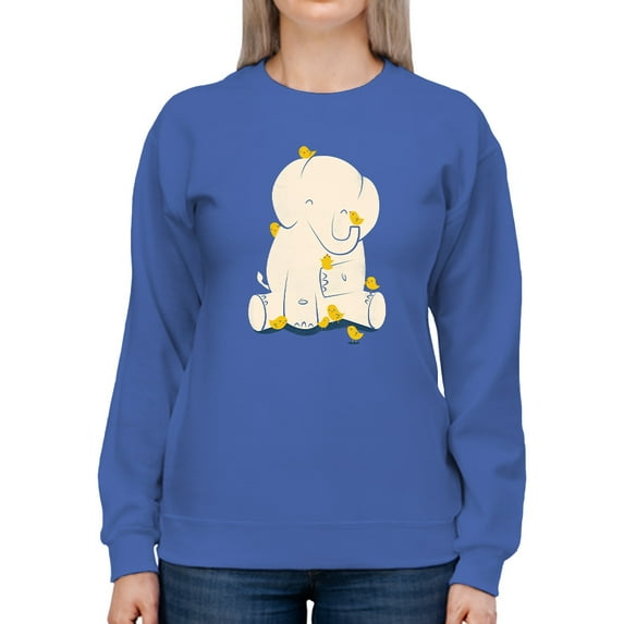 Image Conscious Elephant With Birds Sweatshirt Women -Jay Fleck Designs, Female XX-Large