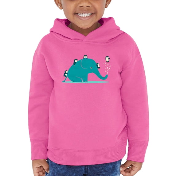 Image Conscious Elephant With Penguins Hoodie Toddler -Jay Fleck Designs, Unisex Casual Fit