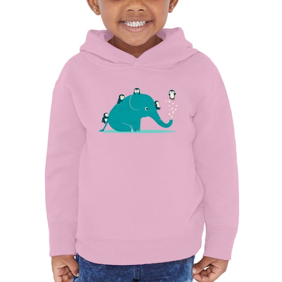 Image Conscious Elephant With Penguins Hoodie Toddler -Jay Fleck Designs, Unisex Casual Fit