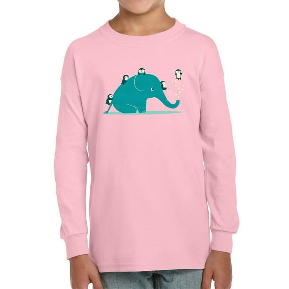 Image Conscious Elephant With Penguins Long Sleeve Toddler -Jay Fleck Designs, Unisex Regular Fit