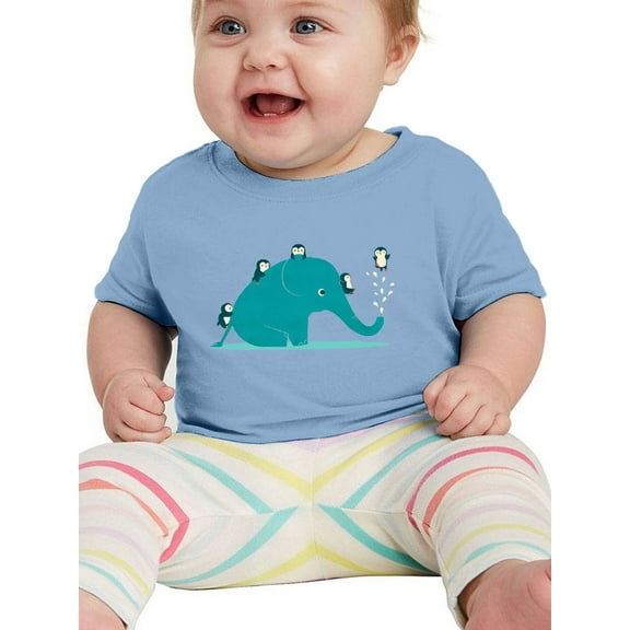 Image Conscious Elephant With Penguins T-Shirt Infant -Jay Fleck Designs, Unisex Regular Fit