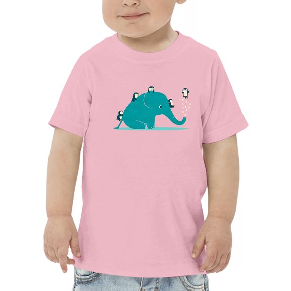 Image Conscious Elephant With Penguins T-Shirt Toddler -Jay Fleck Designs, Unisex Regular Fit