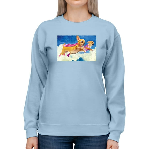 Image Conscious Flying Chihuahuas Sweatshirt Womens -Porter Hastings Designs, Female Medium