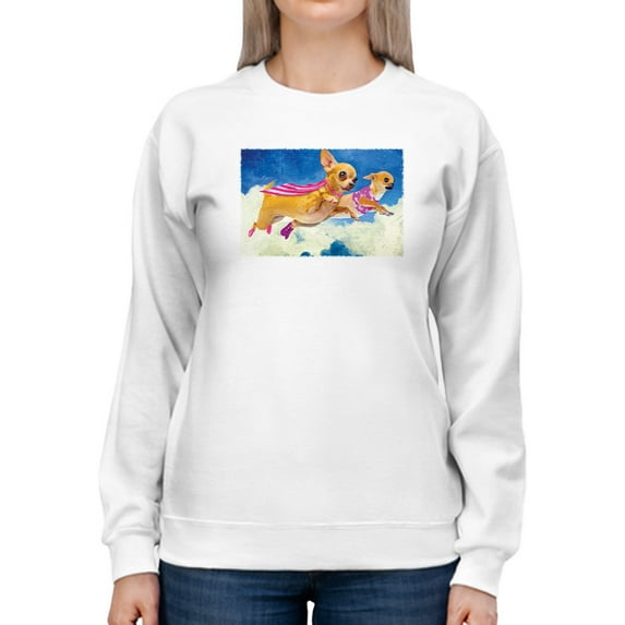 Image Conscious Flying Chihuahuas Sweatshirt Womens -Porter Hastings Designs, Female XX-Large
