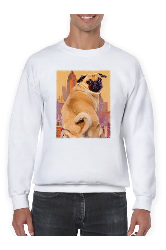 Funny Pug Sweatshirt Mens -Porter Hastings Designs, Male 4X-Large