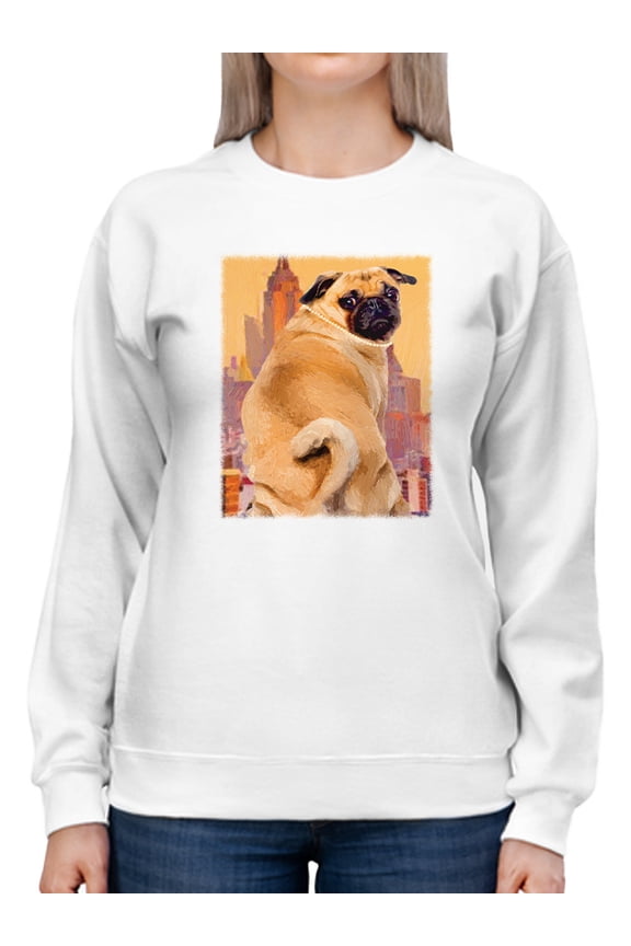 Funny Pug Sweatshirt Womens -Porter Hastings Designs, Female Medium