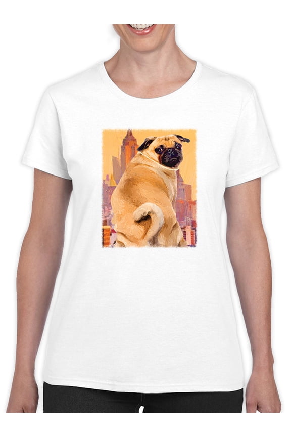 Funny Pug T-Shirt Womens -Porter Hastings Designs, Female XX-Large