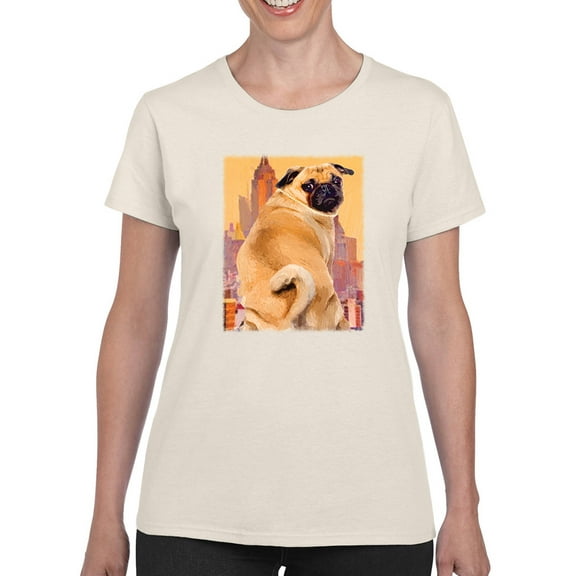 Image Conscious Funny Pug T-Shirt Womens -Porter Hastings Designs, Female x-Large