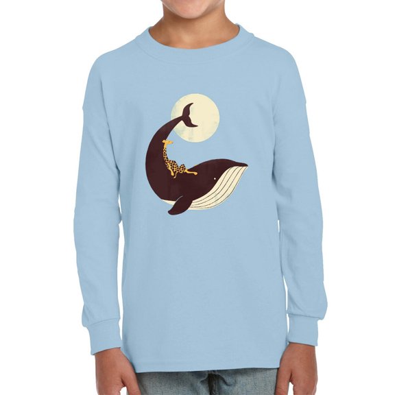 Image Conscious Giraffe On A Whale Long Sleeve Toddler -Jay Fleck Designs, Unisex 2 Toddler