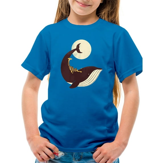Image Conscious Giraffe On A Whale T-Shirt Juniors -Jay Fleck Designs, Unisex Large