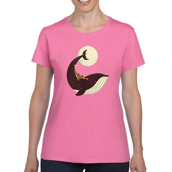 Image Conscious Giraffe On A Whale T-Shirt Women -Jay Fleck Designs, Female Medium