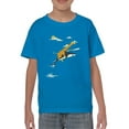 thumbnail image 1 of Image Conscious Giraffe Riding A Shark T-Shirt Juniors -Jay Fleck Designs, Unisex Unisex Regular Fit, 1 of 4