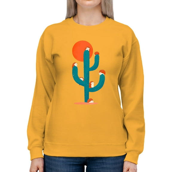 Image Conscious Hedgehogs On A Cactus Sweatshirt Womens -Jay Fleck Designs, Female Casual Fit